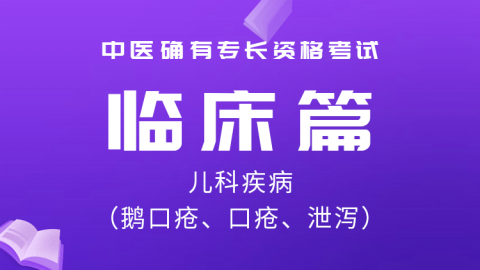 2025中医医术确有专长临床篇-儿科疾病（鹅口疮、口疮、泄泻）